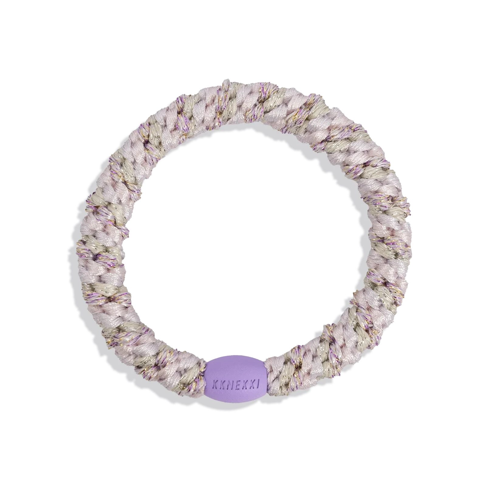 Elastico per capelli KKNEKKI mix lavanda e rosa glitter originale su sfondo bianco