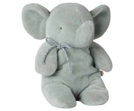 Elefante Maileg medio color menta chiaro in morbido peluche, ideale come regalo nascita e compagno di coccole