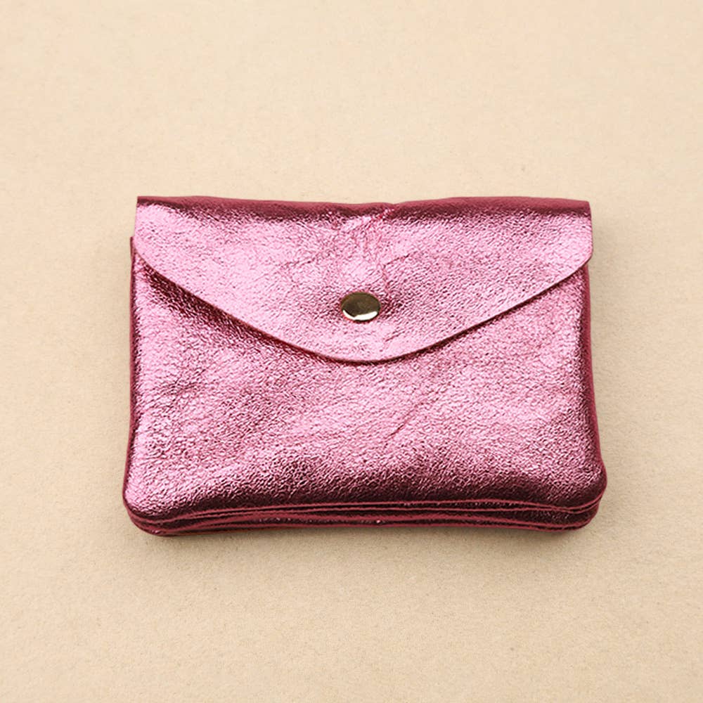 Les Cleias Portafoglio Twin S in Pelle Iridescente – Fucsia
