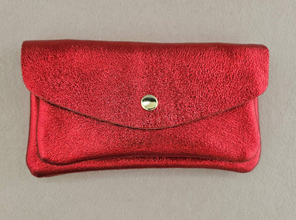 Kangaroo double pocket leather wallet: Light pink