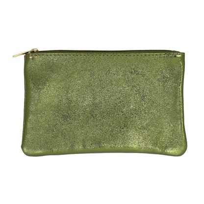 Les Cleias Pochette in Pelle Iridescente con Zip – Argento