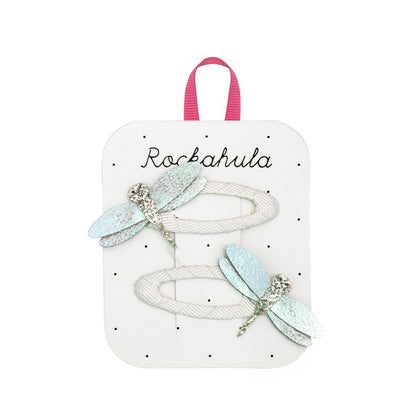 Fermagli bambina Rockahula con libellule glitterate azzurre iridescenti