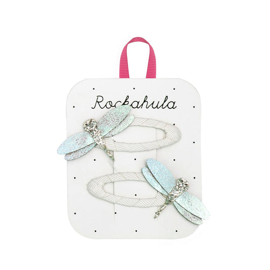 Fermagli bambina Rockahula con libellule glitterate azzurre iridescenti