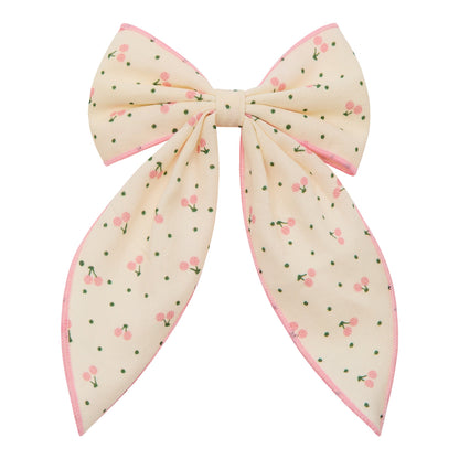 Fiocco capelli bambina Mimi & Lula con stampa ciliegie e bordi rosa
