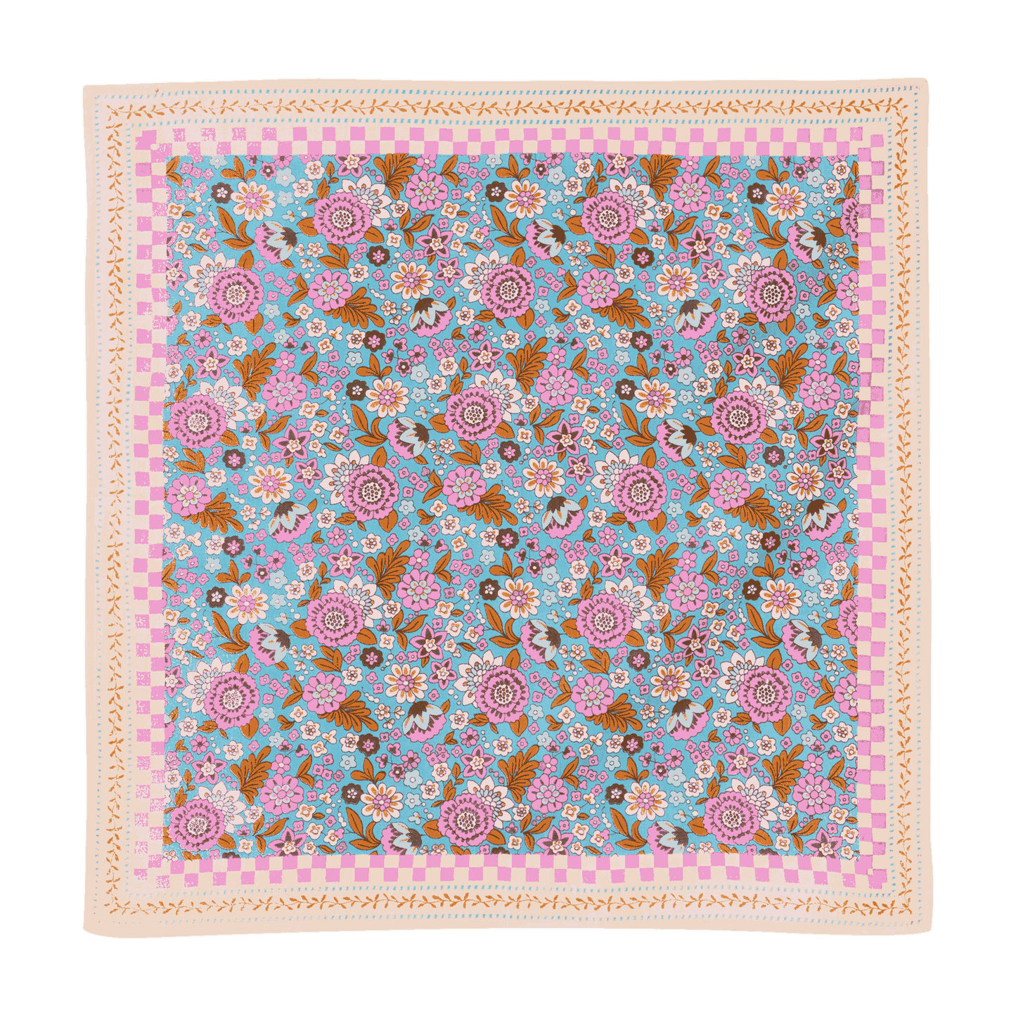 Maxi foulard 100x100 cm boho chic Bonheur du Jour Amaia Turquoise
