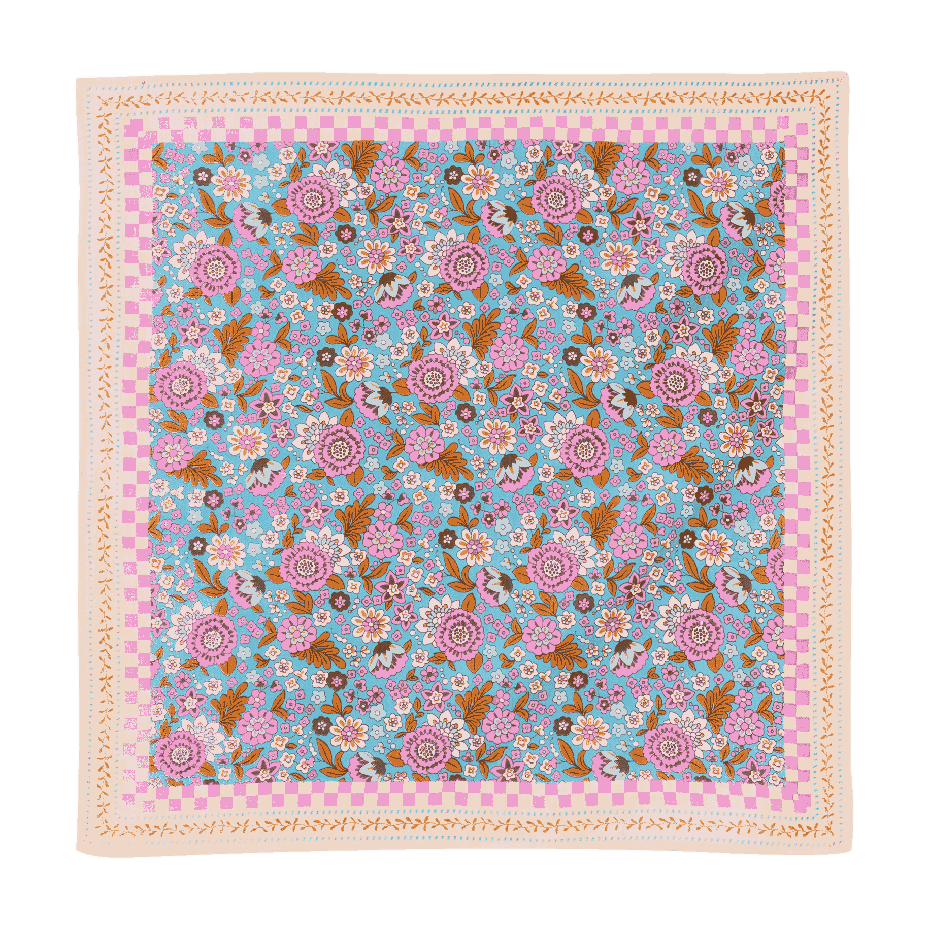 Maxi foulard 100x100 cm boho chic Bonheur du Jour Amaia Turquoise