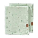 Fresk Set Due Mussoline 100% cotone organico - 70x60 cm - Surf Boy - Apple Pie