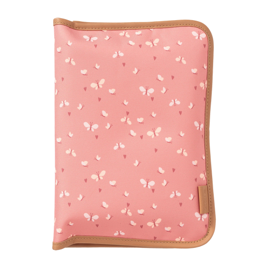 Fresk fasciatoio portatile Butterfly rosa con materassino cambio impermeabile e tasche interne per pannolini e salviette