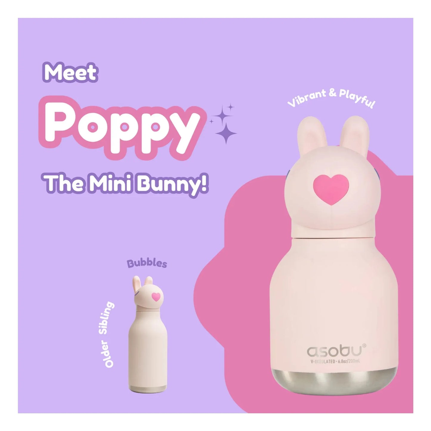 Asobu Mini Bestie Bunny – Borraccia Termica Coniglietto Rosa 200 ml IN ARRIVO