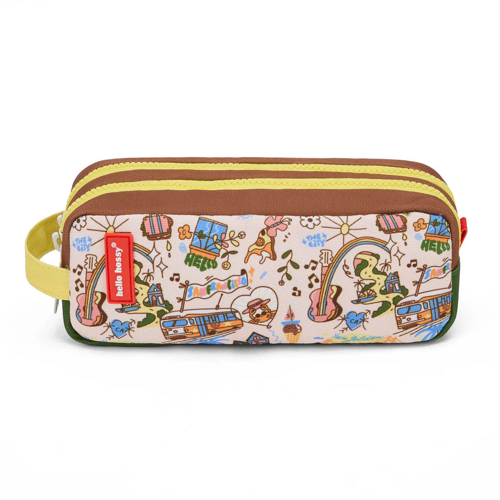 Astuccio Hello Hossy San Francisco per bambini, doppio scomparto e impermeabile