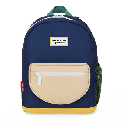 Hello Hossy Dark Blue Backpack Large, zaino bambini 6+, in poliestere riciclato blu scuro, ergonomico e impermeabile, ideale per la scuola primaria.