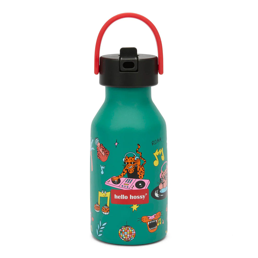 Borraccia bambini Hello Hossy Disco Roar 350ml in acciaio inox con cannuccia