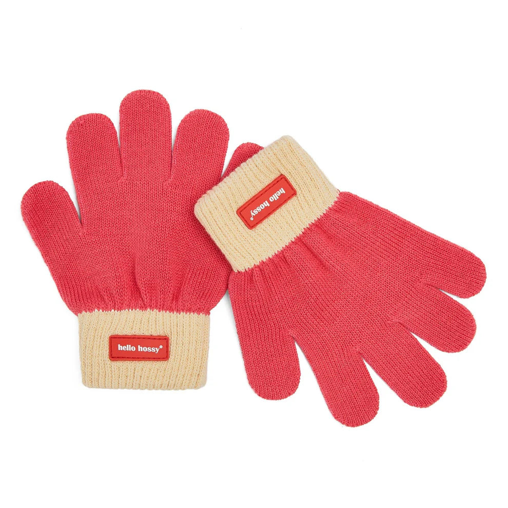 Guanti Hello Hossy Handy Framboise in cotone biologico rosa lampone su sfondo bianco