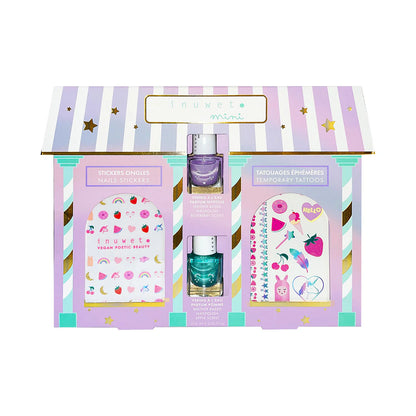 Cofanetto Inuwet My Little Beauty House con smalti, stickers e tattoo per bambine