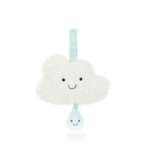 Jellycat Amuseables Cloud Musical Pull nuvola soffice con goccia blu