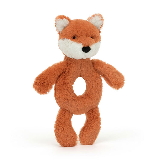 Sonaglio Jellycat Bashful Fox Cub Ring Rattle fronte volpacchiotto arancione