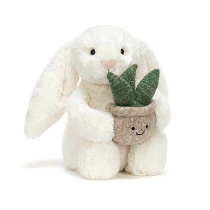 Jellycat Cream Bunny with Plant coniglietto peluche morbido con piantina