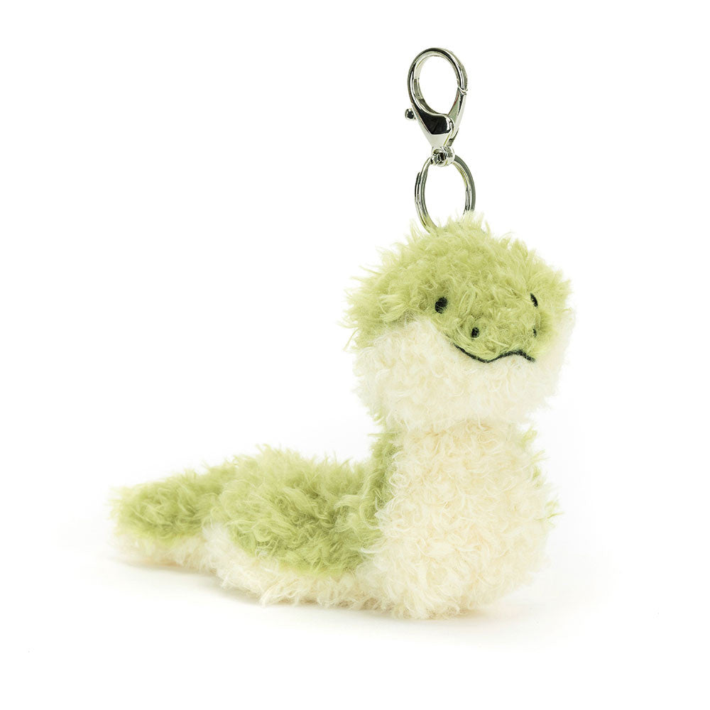 Jellycat Little Snake Bag Charm serpente verde e crema vista frontale