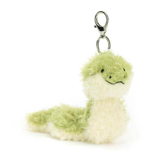 Jellycat Little Snake Bag Charm serpente verde e crema vista frontale