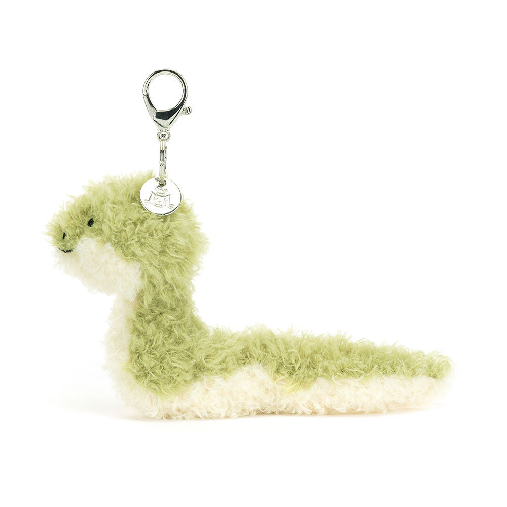 Vista laterale Jellycat Little Snake Bag Charm serpentello morbido
