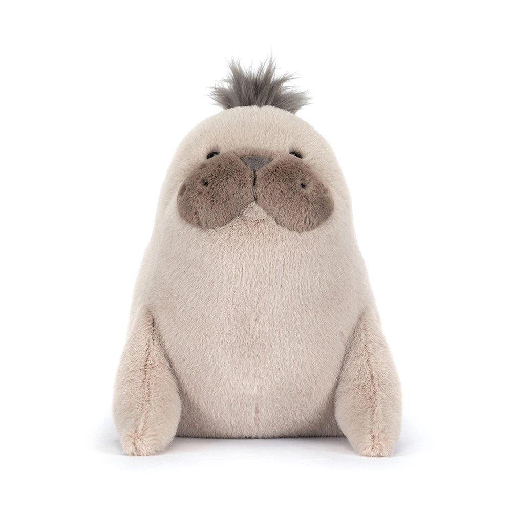 Jellycat Roarwell Sea Lion leone marino peluche morbido color crema su sfondo bianco