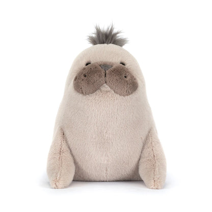 Jellycat Roarwell Sea Lion leone marino peluche morbido color crema su sfondo bianco