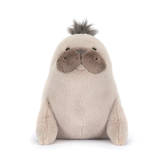 Jellycat Roarwell Sea Lion leone marino peluche morbido color crema su sfondo bianco