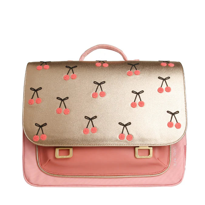 Zaino Jeune Premier It Bag Midi Cherry Pompon – cartella scolastica con ciliegie rosse in rilievo