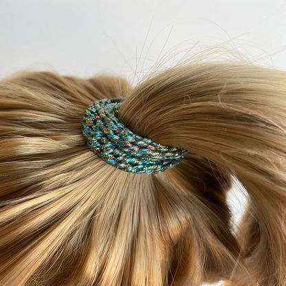 Braccialetto elastico Kknekki verde corallo con glitter