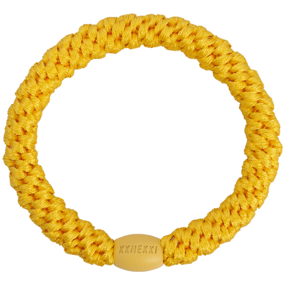 Kknekki Sun originale, elastico per capelli giallo intrecciato che può essere indossato anche come braccialetto o agganciato alla borsa.