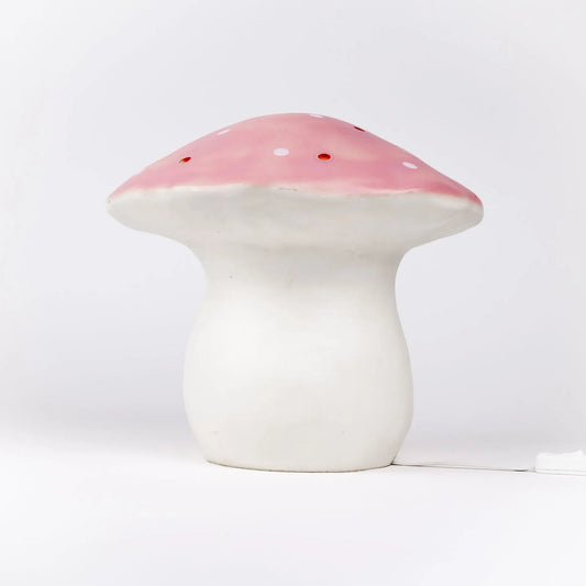 Lampada fungo grande Egmont Heico Vintage Pink con cappello rosa antico e luce soffusa
