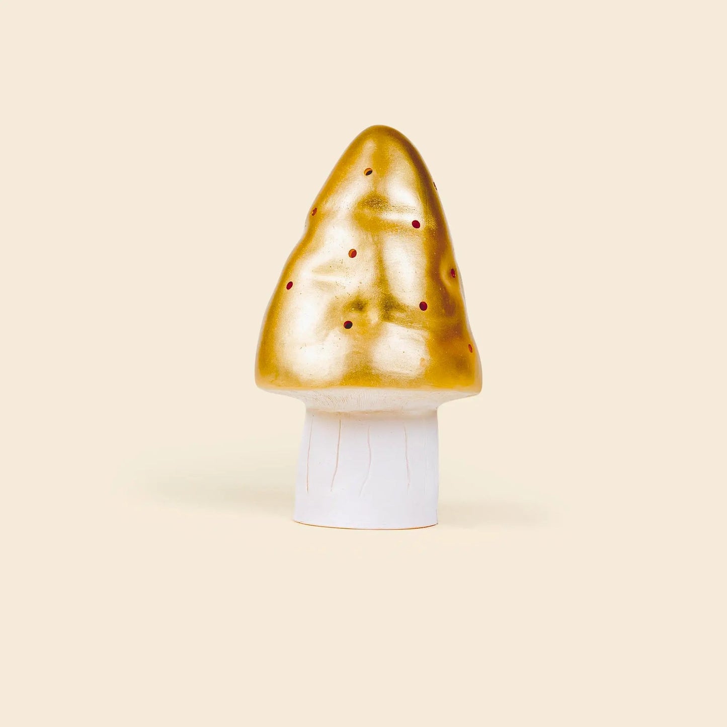 Lampada fungo piccola Egmont Heico oro con luce soffusa e cappello dorato 