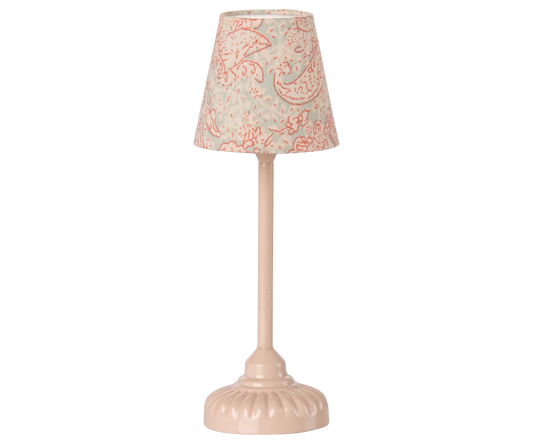 Lampada da terra vintage rosa per topolini Maileg con luce soffusa