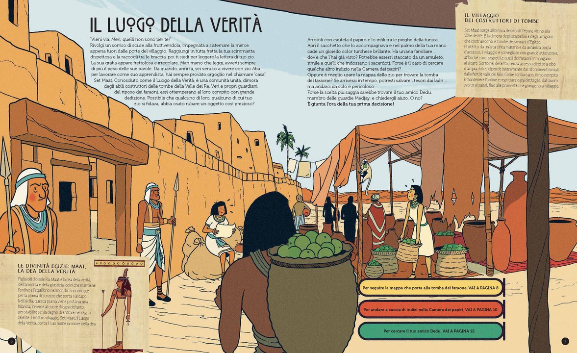 Pagine interne del libro gioco La Maledizione del Faraone per bambini