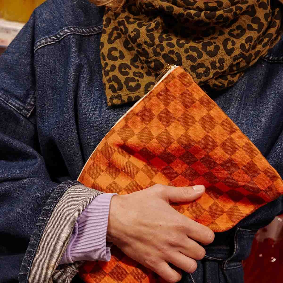Pochette Lili Quadretti Corallo e Caramello - Apple Pie