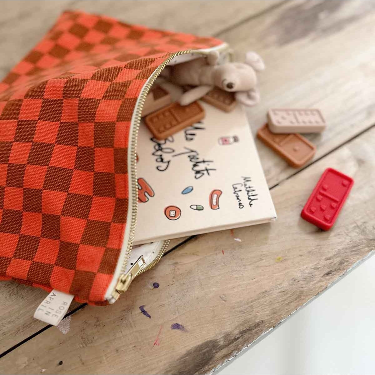 Pochette Lili Quadretti Corallo e Caramello - Apple Pie