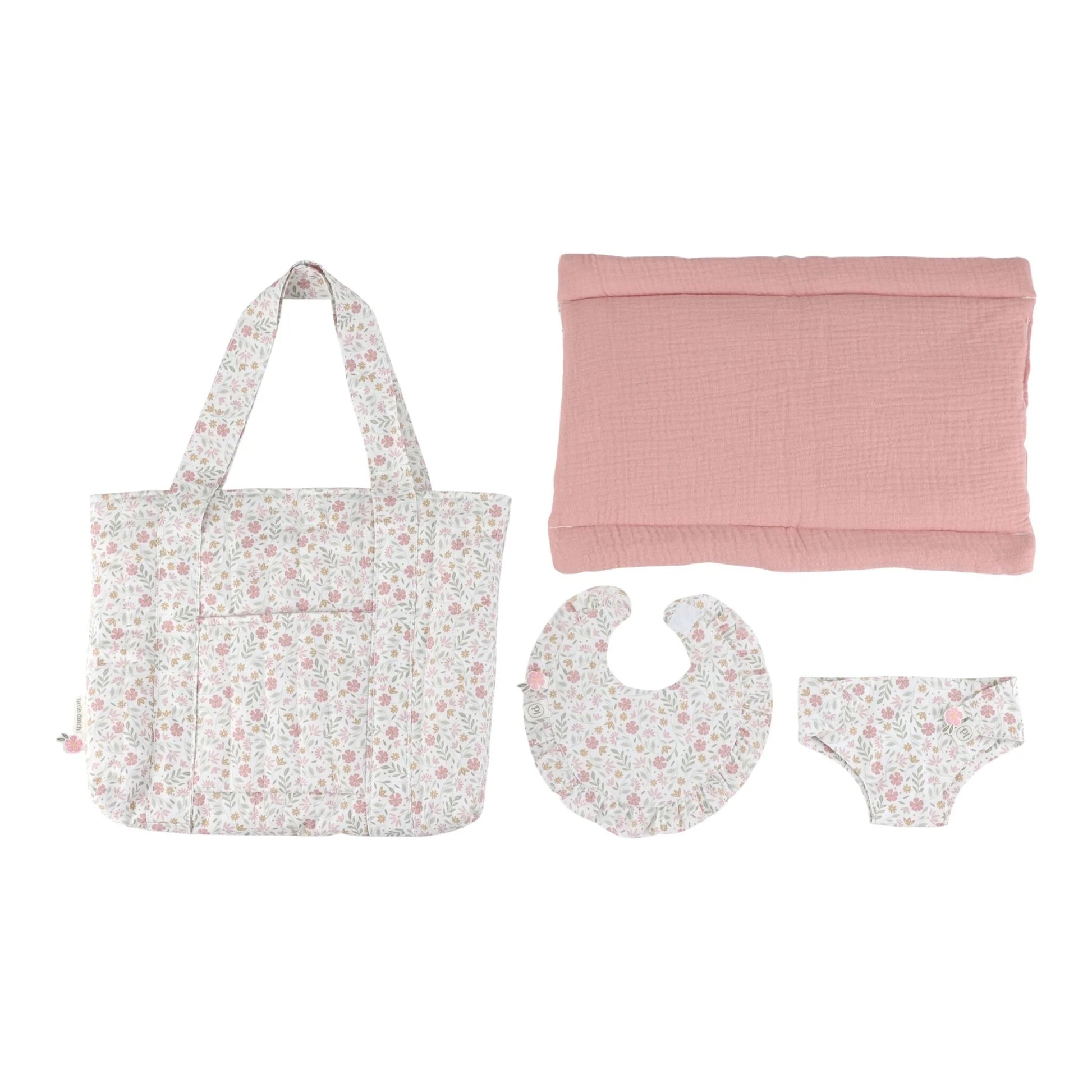 Borsa fasciatoio per bambole Little Dutch Soft Flowers con accessori