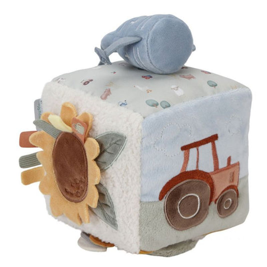 Cubo attività morbido Little Dutch Little Farm con specchio e giochi sensoriali