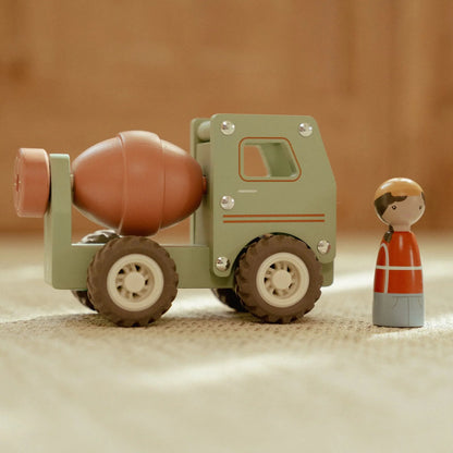 Giocattolo Little Dutch camion da cantiere in legno con operaio
