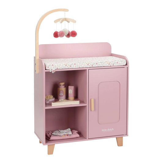 Fasciatoio per bambole in legno Little Dutch rosa con accessori