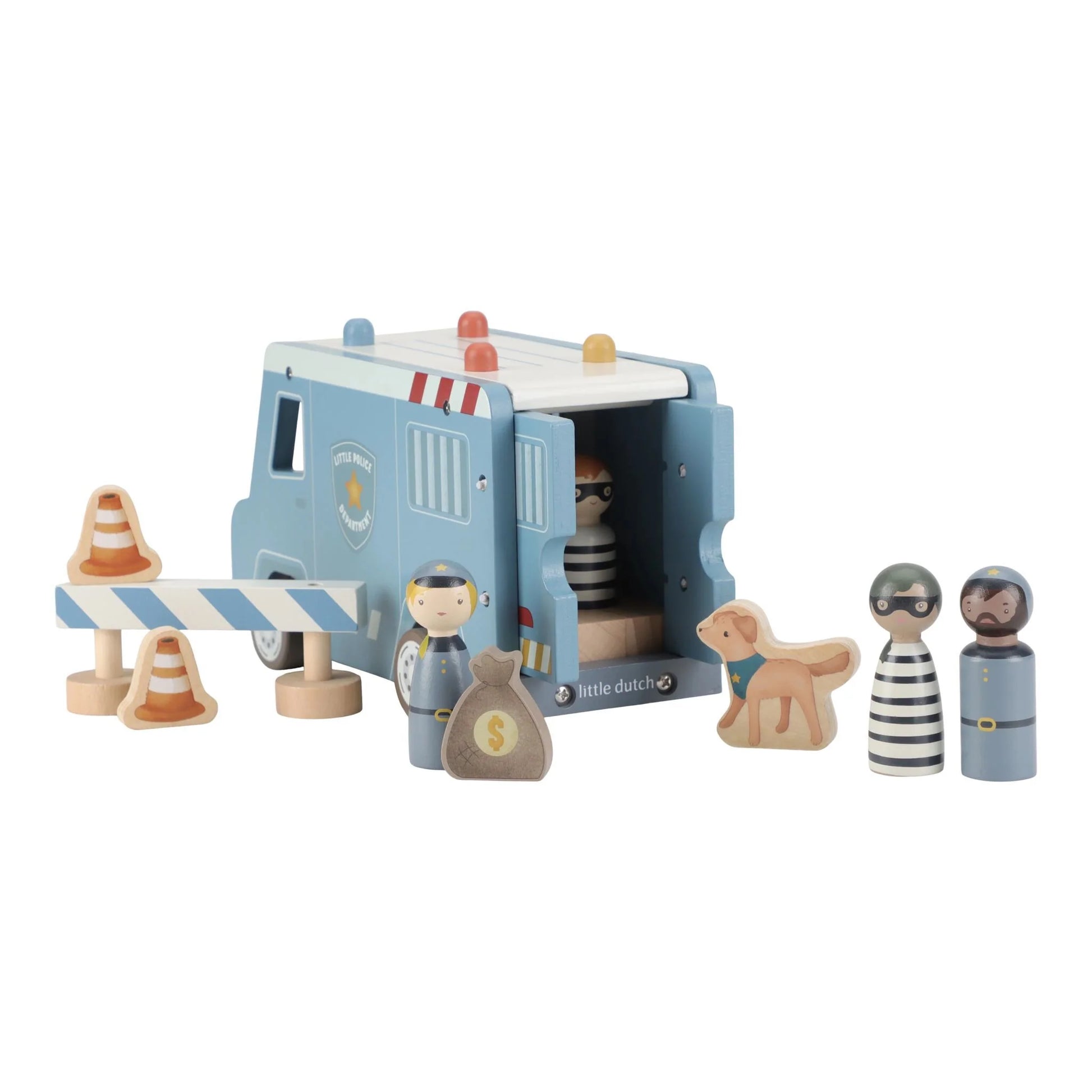 Furgone della polizia in legno Little Dutch blu per bambini