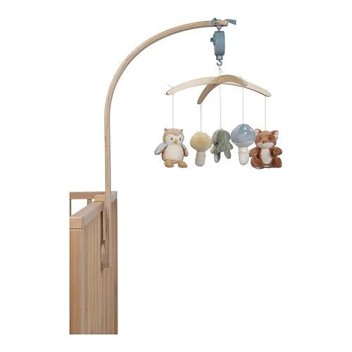 Giostrina musicale Little Dutch Forest Friends blu in legno con volpe gufo funghetti e foglia da appendere al lettino LD4855001