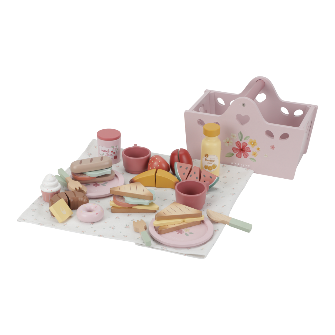 Set PicNic in legno Little Dutch con cestino, piatti e accessori 30 pezzi