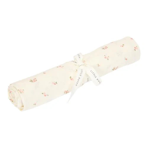 Swaddle Little Dutch 120×120 Fairy Blossom bianco in mussola