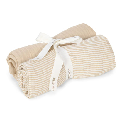 Set 2 swaddle Little Dutch Soft Beige in mussola 70×70