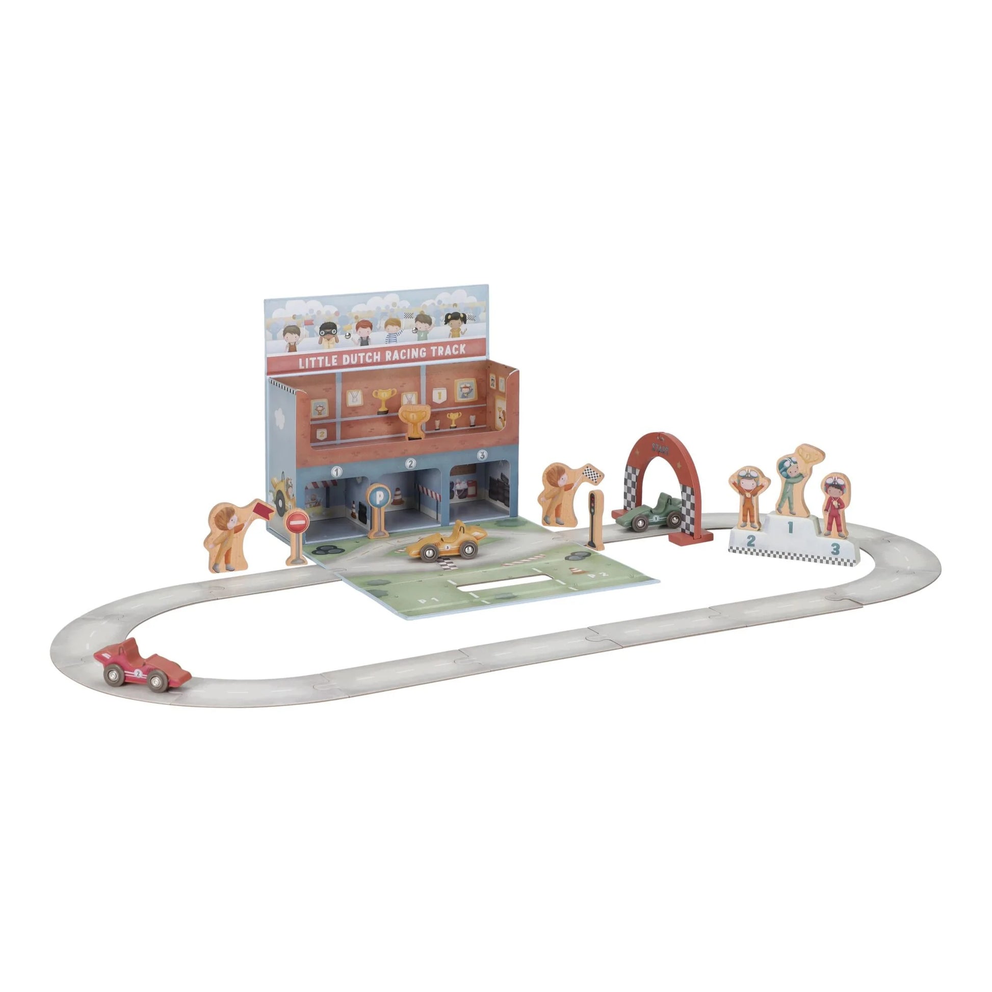 Little Dutch Wooden Racetrack in Play Case pista auto multicolore per bambini