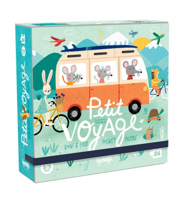 Puzzle tascabile Londji Petit Voyage per bambini 3+ con illustrazioni dei veicoli