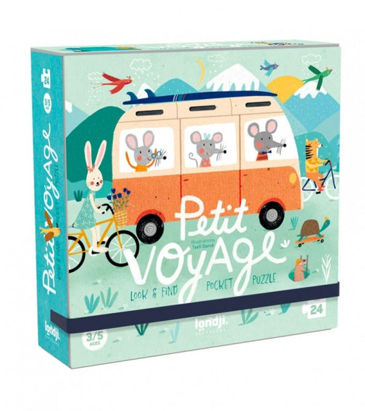 Puzzle tascabile Londji Petit Voyage per bambini 3+ con illustrazioni dei veicoli
