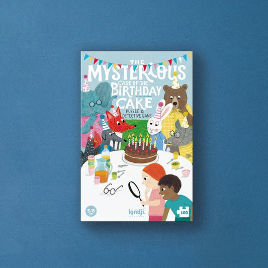 Puzzle investigativo Londji The Mysterious Case of the Birthday Cake per bambini con gioco mistero