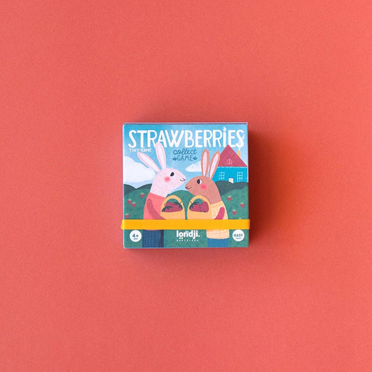 Londji Strawberries Tiny Game gioco di strategia per bambini dai 4 anni in cartone e legno riciclato